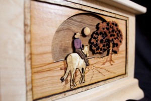 Horse & Rider Wood Art Cremation Urn