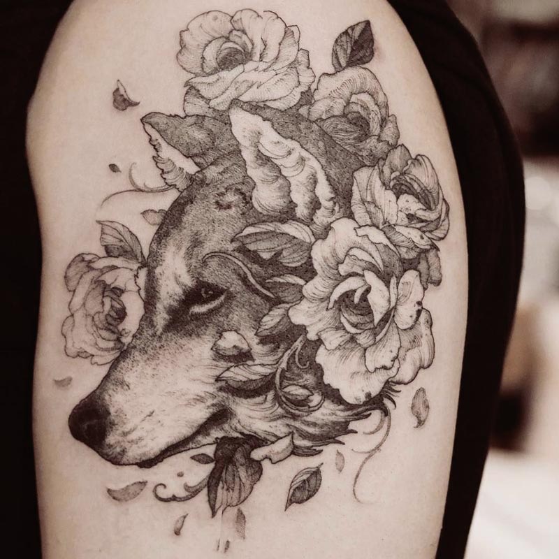 dog tattoos ideas with flowersTikTok Search