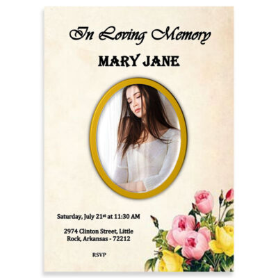 Funeral Invitation Template, Picture Frame Bouquet Themed (Free MS Word)