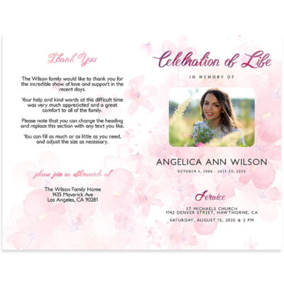 Front and Back - Funeral Program Bifold Template