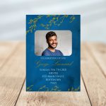 Blue & Gold Branches Funeral Invitation