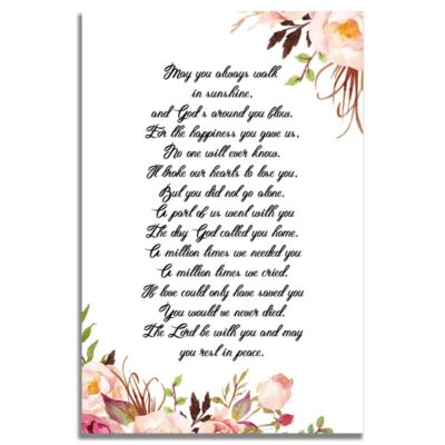 Gentle Florals Life Celebration- Back Prayer Card Template