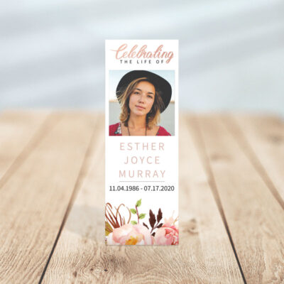 Gentle Florals Memorial Bookmark Template