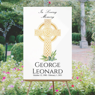 Funeral Welcome Sign Templates: Celtic Cross
