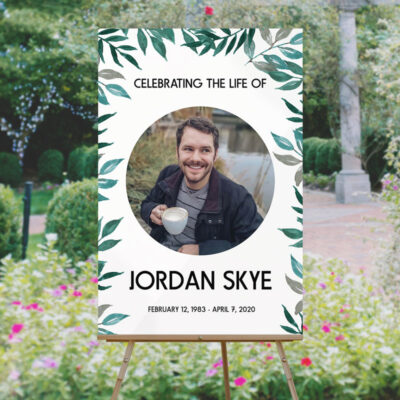 Funeral Welcome Sign Template - Greenery