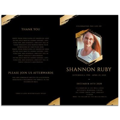 Front & Back of the 4 Page Hexagon Funeral Program Template