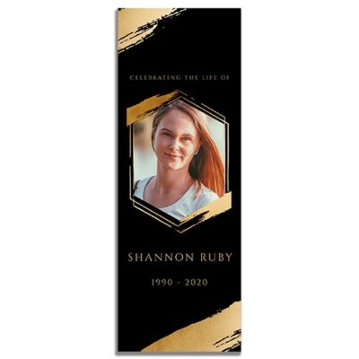 Front Side of the Hexagon Funeral Memorial Bookmark Template