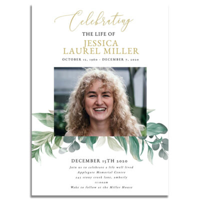 Leaves Themed Funeral Invitation