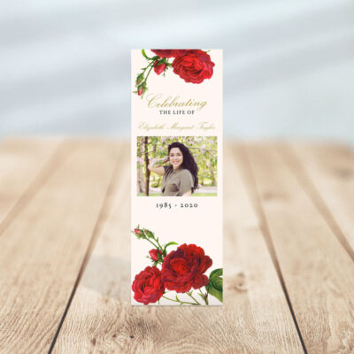 Vintage Rose Funeral Bookmark