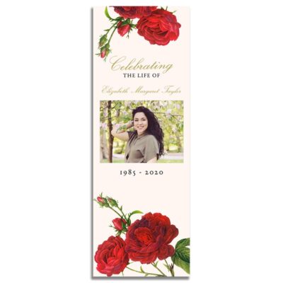 Vintage Rose Funeral Bookmarks - Front