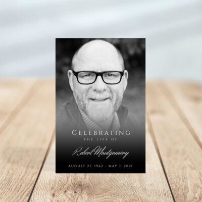Black and White Photo Portrait Funeral Prayer Card Template