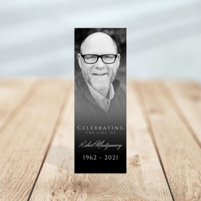 Funeral Memorial Bookmark Templates: Black and White Portraits