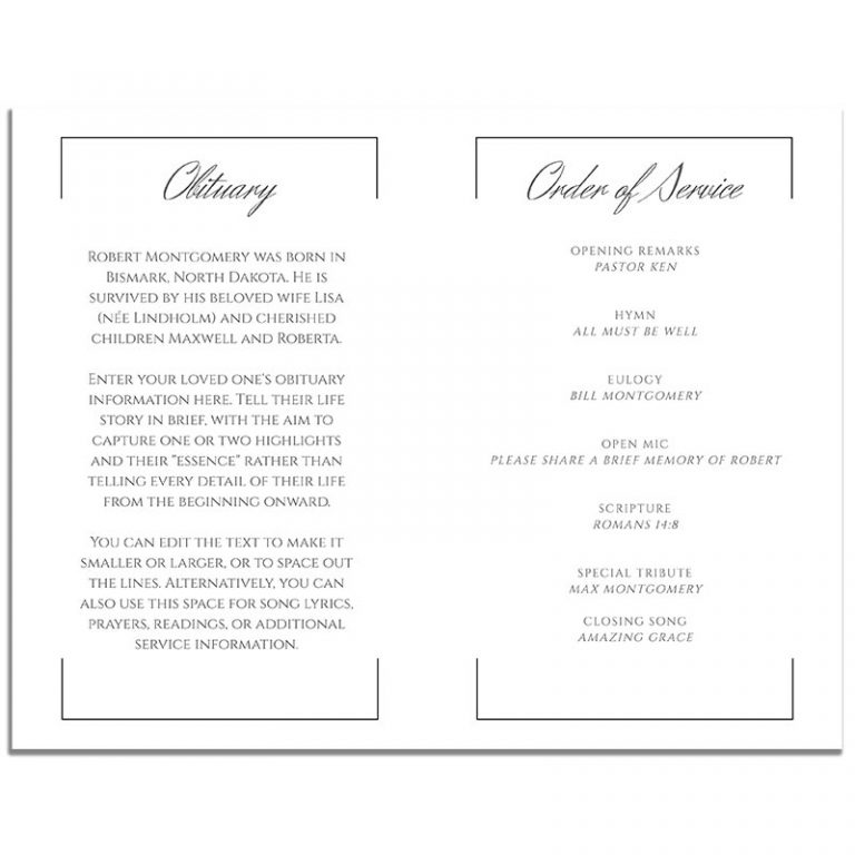 Portrait Photo Funeral Program Template » US Urns Online