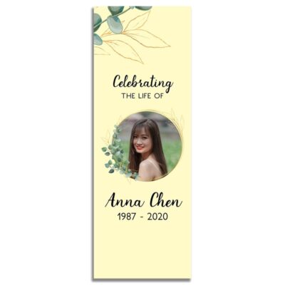 Front Side of Funeral Bookmark Template: Soft Light
