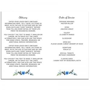 Blue Floral Funeral Program Template » Urns | Online