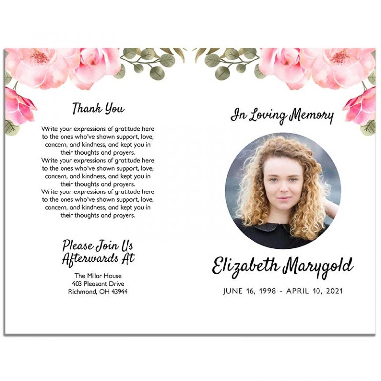 Pink Floral Funeral Program Template » US Urns Online