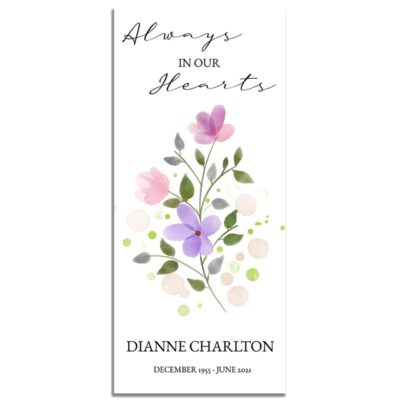 Soft Purple Floral Simple One Page Funeral Program – Front