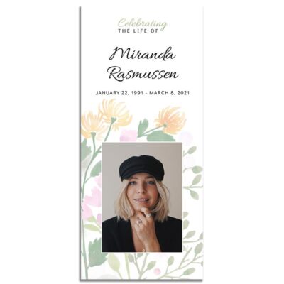 Spring Bloom Simple One Page Funeral Program - Front