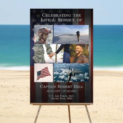 Funeral Memory Board Template: Patriotic Military Veteran