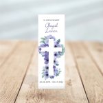 Lavender Floral Cross Funeral Bookmark