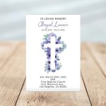Lavender Floral Cross Funeral Invitation