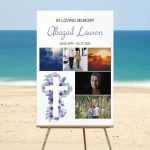 Lavender Floral Cross Funeral Memory Board