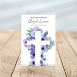 Lavender Floral Cross Funeral Prayer Card