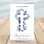 Lavender Floral Cross Funeral Program Template (8 pages)