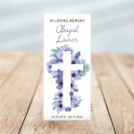 Lavender Floral Cross Simple One Page Funeral Program