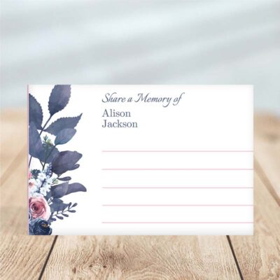 Purple & Rose Framed Share a Memory Funeral Card - Temp Photo
