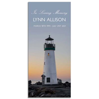Front Side- Simple One Page Funeral Program Lighthouse Design