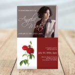 Elegant Red Rose Funeral Program