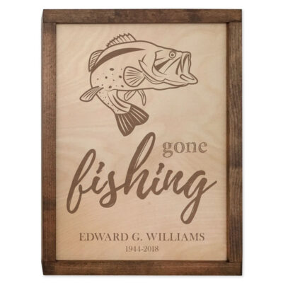 Gone Fishing Memorial Plaque Urn