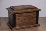 Distressed Oak Wood Cremation Urn with Brass Corners