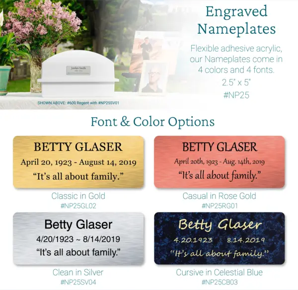 Vermont Urn Co Plate Options