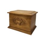 Groton Maple Deer Scene Cremation Urn Huguenot Finish