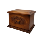 Groton Maple Deer Scene Cremation Urn Walnut Finish