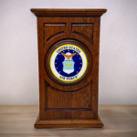 US Air Force Military Urn in Carved Cherry Wood