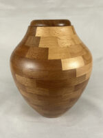 Hand Turned Mahogany & Beech Wood Cremation Urn