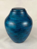 Hand Turned Ocean Blue Oak Wood Cremation Urn