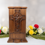 Jesus Ascension Cross Carved Mahogany Cremation Urn