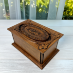 Our Lady of Guadalupe (Horizontal) Catholic Wooden Cremation Urn with Carved Details