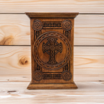 Irish Celtic Cross Carved Cherry Cremation Urn